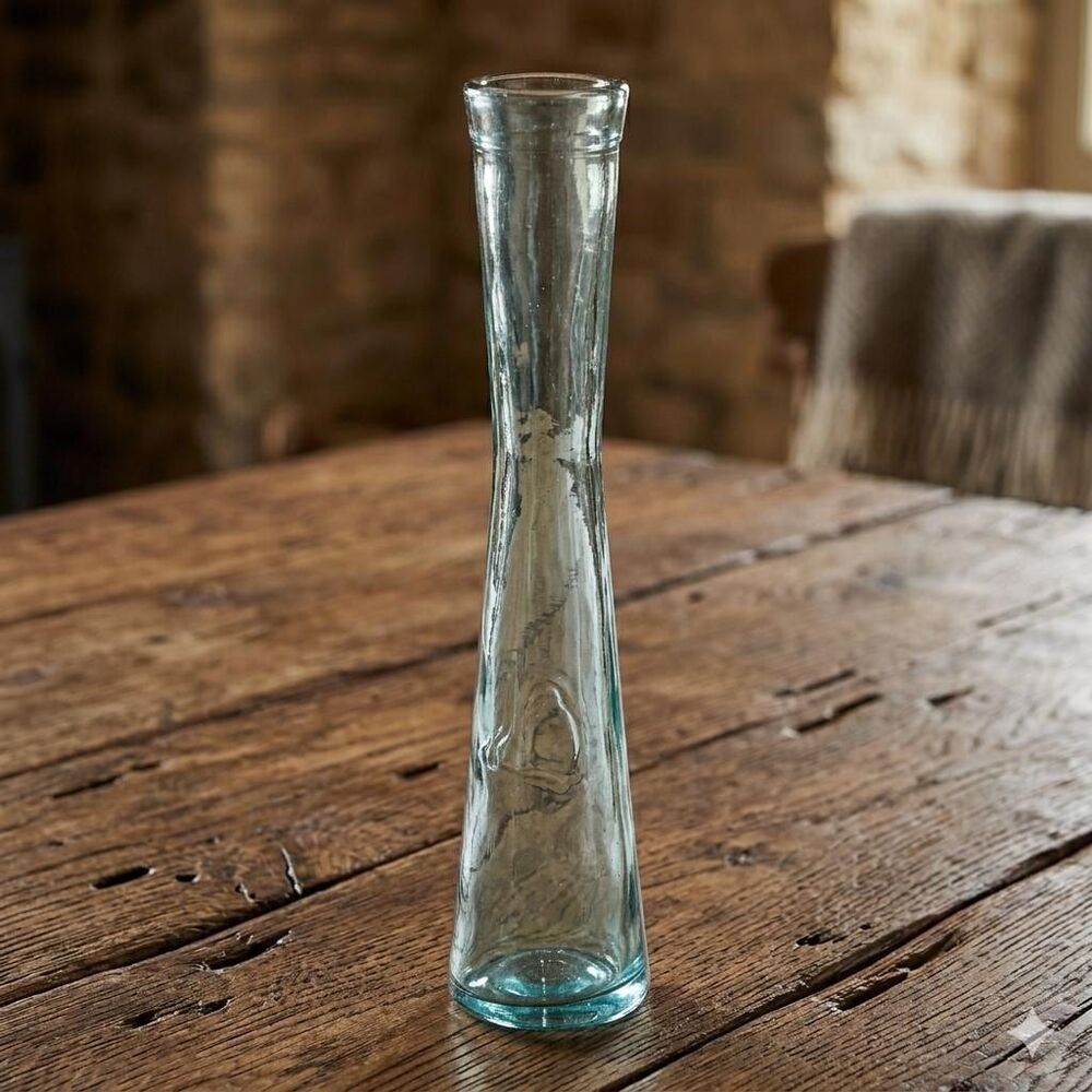Vintage 12" Recycled Glass Vase | Handcrafted Spanish Art Glass